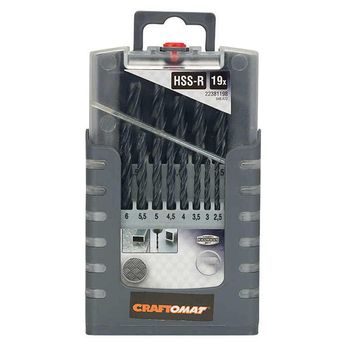 Craftomat Cassetta per punte HSS-R Gripbox 19 pezzi
