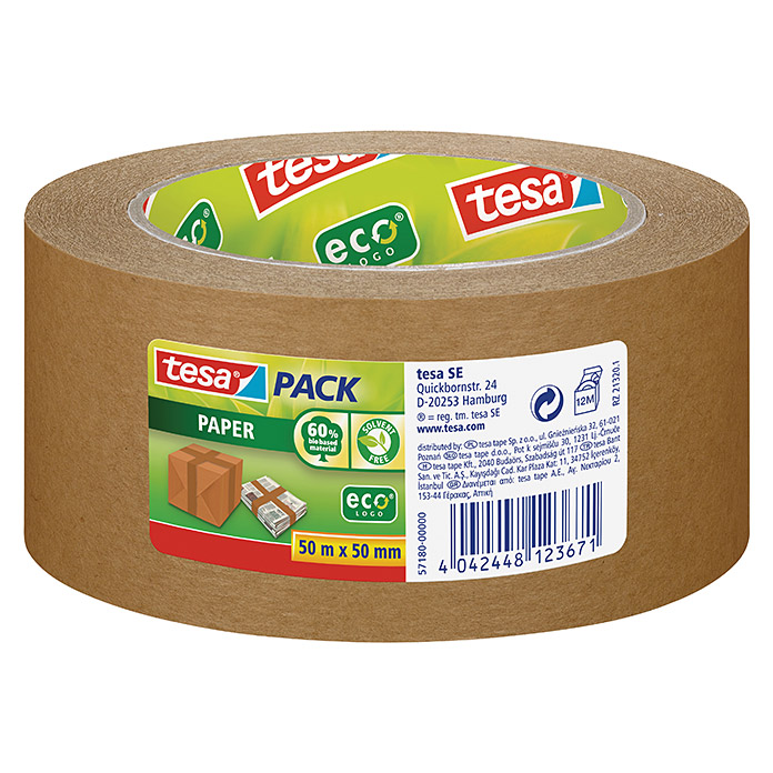tesa Pack Nastro adesivo per pacchi Eco in carta (Lu x La: 50 m x 50 mm)