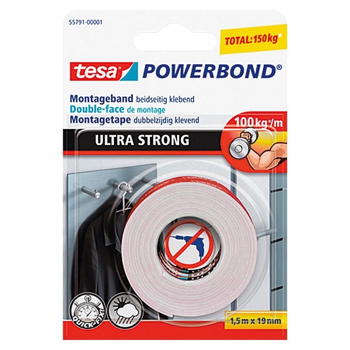 tesa Powerbond Ruban adhésif de fixation Ultra Strong