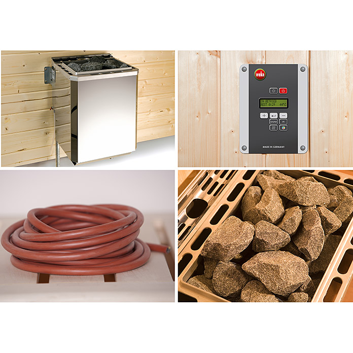 weka Set stufa per sauna 4 (4.5 kW, con regolazione esterna, capacità di  riscaldamento: 3 - 6 m³)